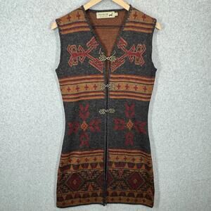Peruvian Link‎ 100% Baby Alpaca Sleeveless Cardigan Dress Design Clasp Womens S